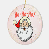 Roze  Jolly Santa Glimlachend Gezicht Kerstmis Keramisch Ornament (Links)