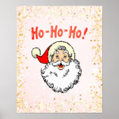 Roze  Jolly Santa Glimlachend Gezicht Kerstmis Poster (Voorkant)