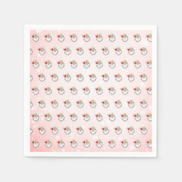 Roze  Jolly Santa Glimlachend Gezicht Kerstmis Servet