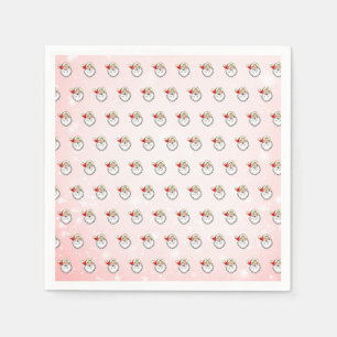 Roze  Jolly Santa Glimlachend Gezicht Kerstmis Servet