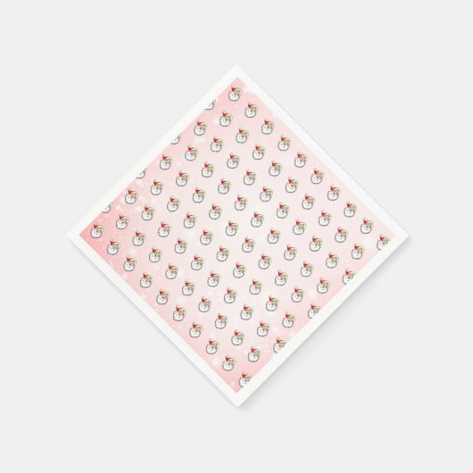 Roze  Jolly Santa Glimlachend Gezicht Kerstmis Servet (Hoek)