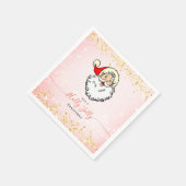 Roze Jolly Santa Glimlachend Gezicht Kerstmis Servet (Hoek)