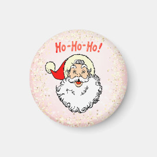 Roze Jolly Santa Smiling Face Christmas Magneet