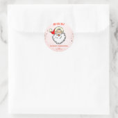 Roze Jolly Santa Vrolijk Kerstfeest Ronde Sticker (Tas)