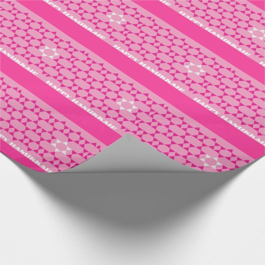 Roze joodse sterren en stripes cadeaupapier (Hoek)