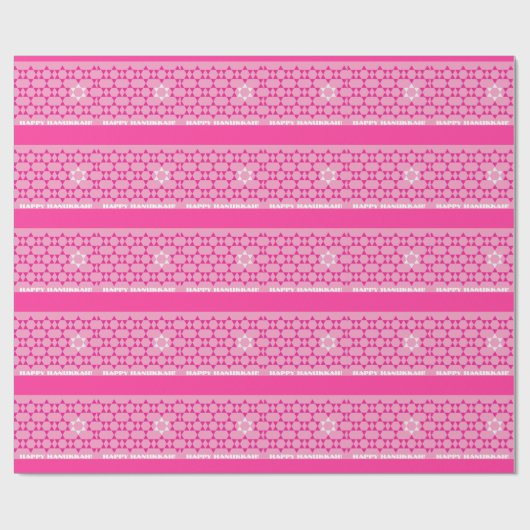 Roze joodse sterren en stripes cadeaupapier (Vlak)