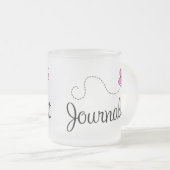 Roze journalist matglas koffiemok (Voorkant rechts)