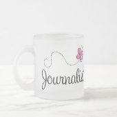 Roze journalist matglas koffiemok (Links)