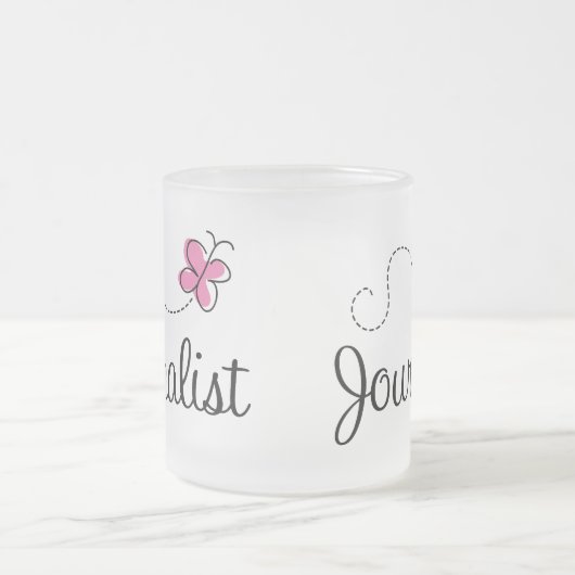 Roze journalist matglas koffiemok (Center)