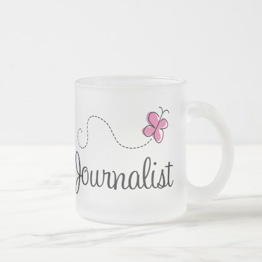 Roze journalist matglas koffiemok (Rechts)
