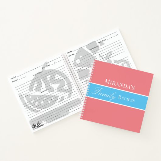 Roze Jouw naam Familie Ontvangt Manuscript Typogra Notitieboek (Binnen)