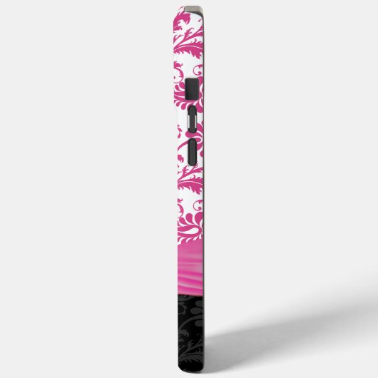 Roze Jouw naam of Quote Faux Rhinestone Damask Case-Mate iPhone Case (Achterkant / Links)