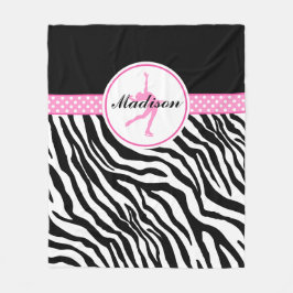 Roze Jouw naam Zebra Afdrukafbeelding afschilderen Fleece Deken