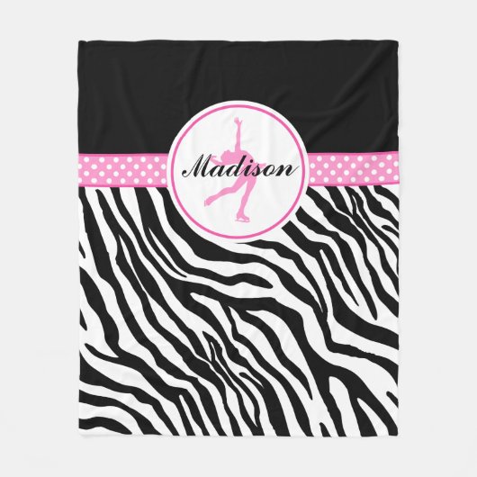 Roze Jouw naam Zebra Afdrukafbeelding afschilderen Fleece Deken (Voorkant)