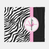 Roze Jouw naam Zebra Afdrukafbeelding afschilderen Fleece Deken (Voorkant (Horizontaal))