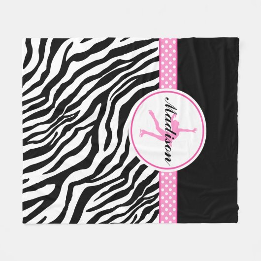 Roze Jouw naam Zebra Afdrukafbeelding afschilderen Fleece Deken (Voorkant (Horizontaal))