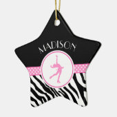 Roze Jouw naam Zebra Afdrukafbeelding afschilderen Keramisch Ornament (Links)