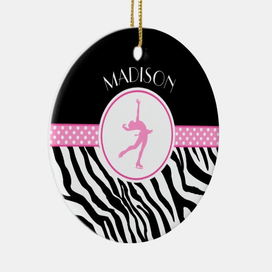 Roze Jouw naam Zebra Afdrukafbeelding afschilderen Keramisch Ornament (Rechts)