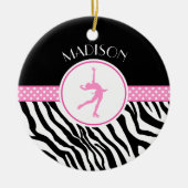 Roze Jouw naam Zebra Afdrukafbeelding afschilderen Keramisch Ornament (Voorkant)