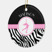 Roze Jouw naam Zebra Afdrukafbeelding afschilderen Keramisch Ornament (Links)