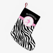 Roze Jouw naam Zebra Afdrukafbeelding afschilderen Kleine Kerstsok (Voorkant (Hangend))