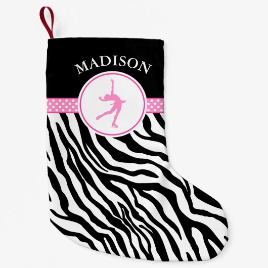 Roze Jouw naam Zebra Afdrukafbeelding afschilderen Kleine Kerstsok (Voorkant)