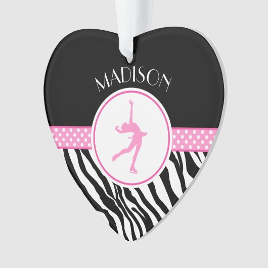 Roze Jouw naam Zebra Afdrukafbeelding afschilderen Ornament (voorkant)