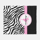 Roze Jouw naam Zebra Print Ballet Dancer Fleece Deken (Voorkant (Horizontaal))