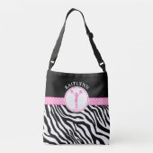 Roze Jouw naam Zebra Print Cheerleader / Pom Crossbody Tas (Achterkant)