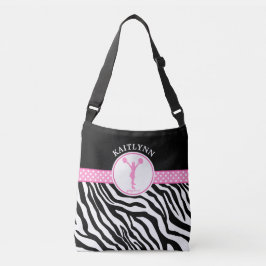 Roze Jouw naam Zebra Print Cheerleader / Pom Crossbody Tas