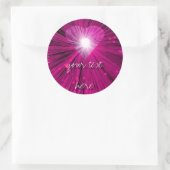 Roze Jouw tekst sticker ronde (Tas)