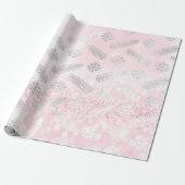 Roze Joy Glitter-Feestdagen voor kerstbomen Snowfl Cadeaupapier (Uitgerold)