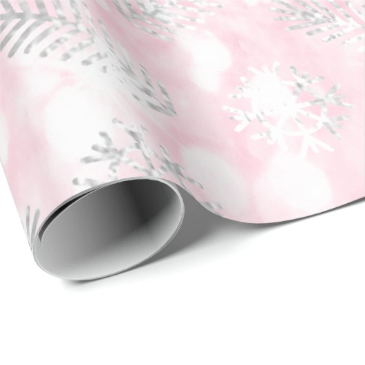 Roze Joy Glitter-Feestdagen voor kerstbomen Snowfl Cadeaupapier (Rol Hoek)