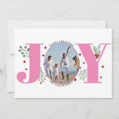 Roze Joy met kerstfoto voor bessen Feestdagenkaart (Voorkant)