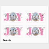 Roze Joy met kerstfoto voor bessen Rechthoekige Sticker (Vel)