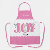 Roze Joy met kerstfoto voor bessen Schort (Voorkant)