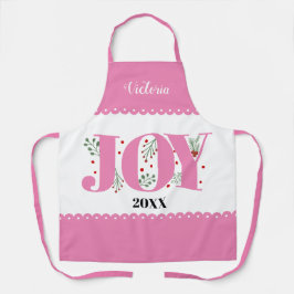 Roze Joy met kerstfoto voor bessen Schort