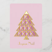 Roze Joyoux Noel Foto Kerst Kaart (Voorkant)