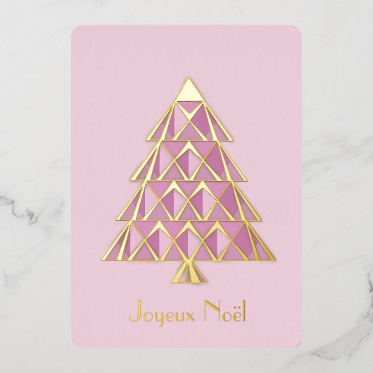 Roze Joyoux Noel Foto Kerst Kaart (Voorkant)