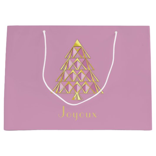 Roze Joyoux Noel Gift Bag Groot Cadeauzakje (Voorkant)