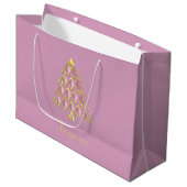 Roze Joyoux Noel Gift Bag Groot Cadeauzakje (Voorkant Gekanteld)
