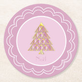 Roze Joyoux Noel Papier Bord Ronde Kartonnen Onderzetter (Voorkant)