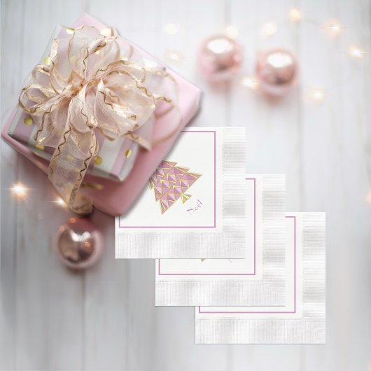 Roze Joyoux Noel Papier servet