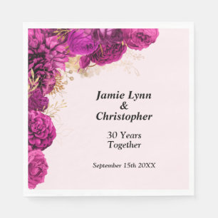 Roze Jubileum van Floral Wedding Napkins Servet