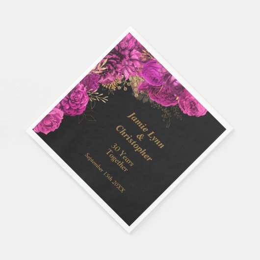 Roze Jubileum van Floral Wedding Napkins Servet (Hoek)