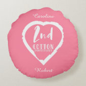 Roze Jubileum voor het tweede katoenhuwelijk Rond Kussen (Achterkant)