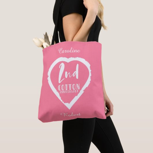 Roze Jubileum voor het tweede katoenhuwelijk Tote Bag (Dichtbij)
