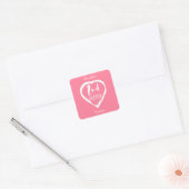 Roze Jubileum voor het tweede katoenhuwelijk Vierkante Sticker (Envelop)