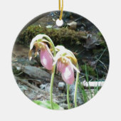Roze juffrouw slipper orchidee keramisch ornament (Voorkant)