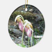 Roze juffrouw slipper orchidee keramisch ornament (Links)